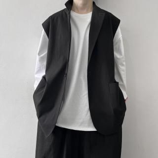 Honnete Sleeveless Short Coat Jacket / Black