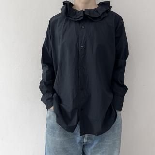 TOUJOURS  Ruffle Collar Baggy Shirt / Navy<img class='new_mark_img2' src='https://img.shop-pro.jp/img/new/icons64.gif' style='border:none;display:inline;margin:0px;padding:0px;width:auto;' />