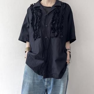 TOUJOURS Open collar Short Sleeve Frill Shirt<img class='new_mark_img2' src='https://img.shop-pro.jp/img/new/icons64.gif' style='border:none;display:inline;margin:0px;padding:0px;width:auto;' />