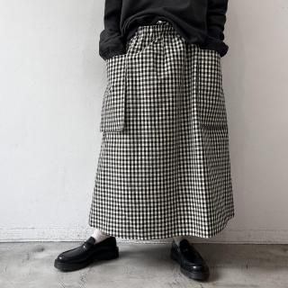 R&D.M.Co-<br> GINGHAM CHECK POCKET SKIRT / Black