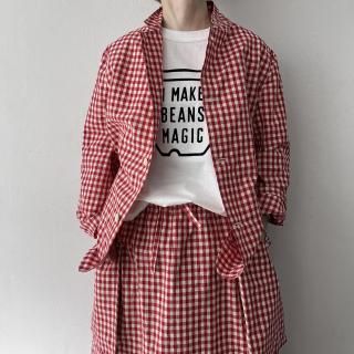 R&D.M.Co-<br> GINGHAM CHECK COVERALL JACKET / Red