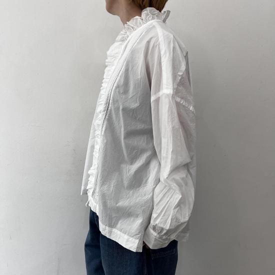 トップス TOUJOURS Ruffle Shirt TOUJOURS Lace Pin Tuck Ruffle Shirt / White - ＋ING MARKET