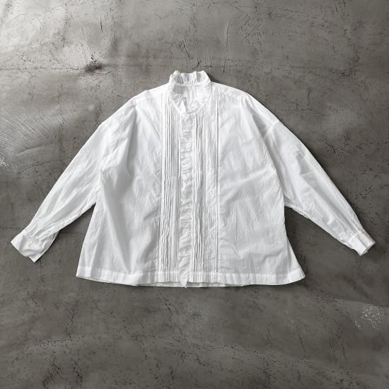 TOUJOURS Lace Pin Tuck Ruffle Shirt / White - ＋ING MARKET