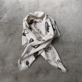 R&D.M.Co- <br> GREAT GREEN THUMB GAUZE SHAWL / Natural  Black