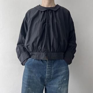 TOUJOURS Collared Bolero Blouse / Black Navy