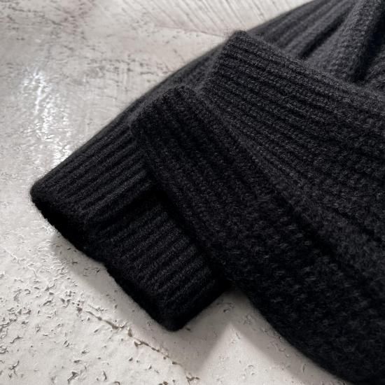 TOUJOURS Rib Stitch Crew Neck Big Pullover / Black - ＋ING MARKET