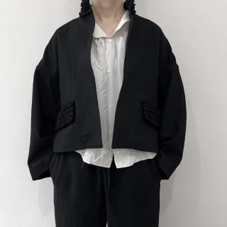 R&D.M.Co-<br> COTTON WOOL FRILL DECORATION JACKET / Black
