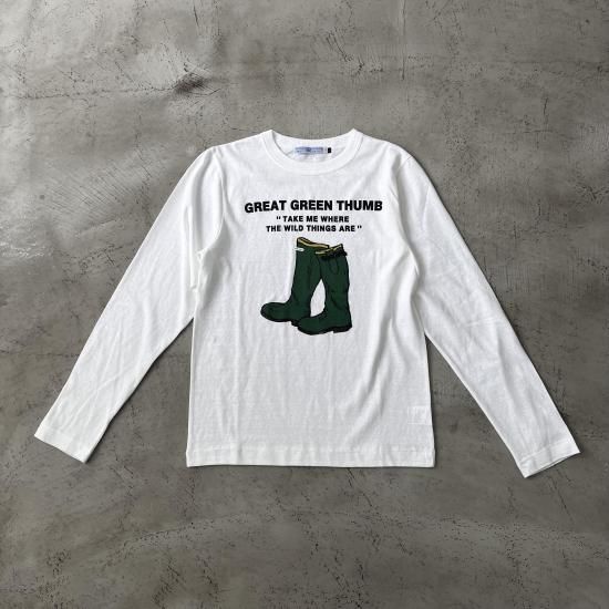 R&D.M.Co- MEN'S GREEN BOOT L/T SHIRT / White - ＋ING MARKET