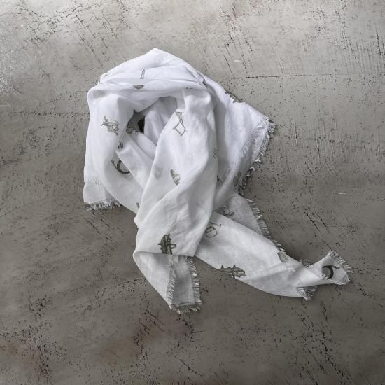 R&D.M.Co-☆GREAT GREEN THUMB GAUZE SHAWL R&D.M.Co- GREAT GREEN THUMB GAUZE SHAWL / White × Green