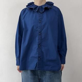 R&D.M.Co-<br> INDIGO BLUE RUFFLED  COLLAR BLOUSE<img class='new_mark_img2' src='https://img.shop-pro.jp/img/new/icons64.gif' style='border:none;display:inline;margin:0px;padding:0px;width:auto;' />