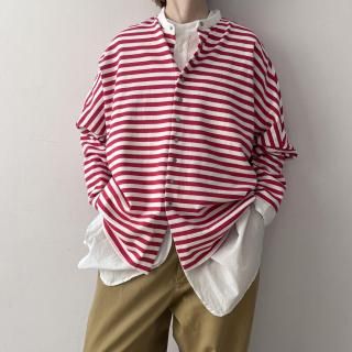 R&D.M.Co- <br> ΢ BORDER BAGGY CARDIGAN / Pink