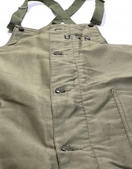 米軍実物　デッドストック未洗い　40s usnavy オーバーオール デッドストック 未使用 USMC? 米海軍 U.S.NAVY 米軍 実物 40s