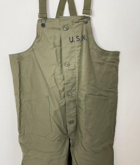 米軍実物　デッドストック未洗い　40s usnavy オーバーオール 美品 40s 米軍 実物 デッキパンツ フック型 USN オーバーオール