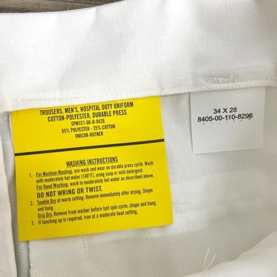 米軍 ホワイト メディカル トラウザー パンツ 34x28 (Dead Stock 米軍 ホワイト メディカル トラウザー パンツ 34x28 (Dead Stock