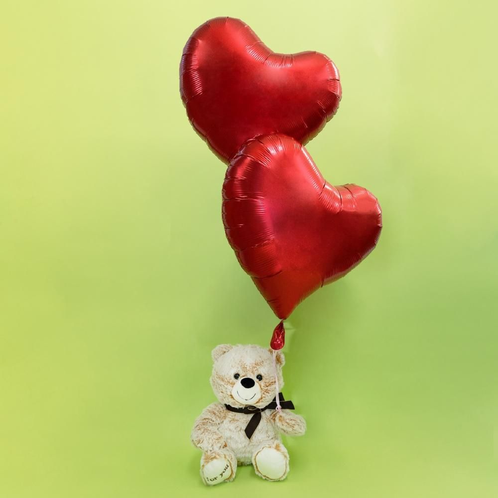 ベアメッセージカードハートバルーンパフェ ミルクティ オーダーメイドフラスタ 楽屋花専門店 Balloongift バルーンギフト