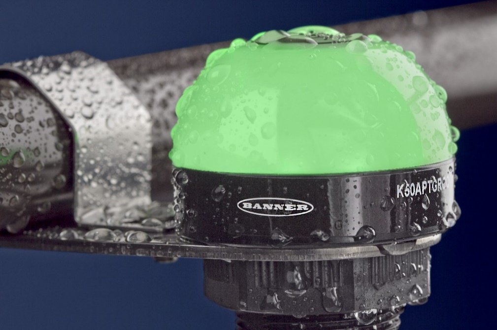 水のかかる場所や洗浄する場所で使用事例 (BANNER K50L ドーム型表示灯 使用例)