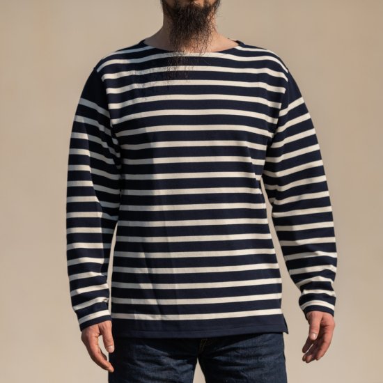 ブレトンシャツ Breton Shirt Long Sleeve Raschel Knit navy off white - BONCOURA  Official Online Store