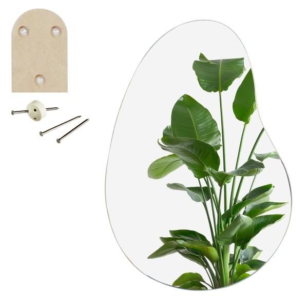 ウエーブミラー　ノンフレーム　クリスタルカット　ソア　韓流デザイン 村松鏡店 賃貸対応 壁掛け鏡【かがみのカタチ 韓国インテリア ソア