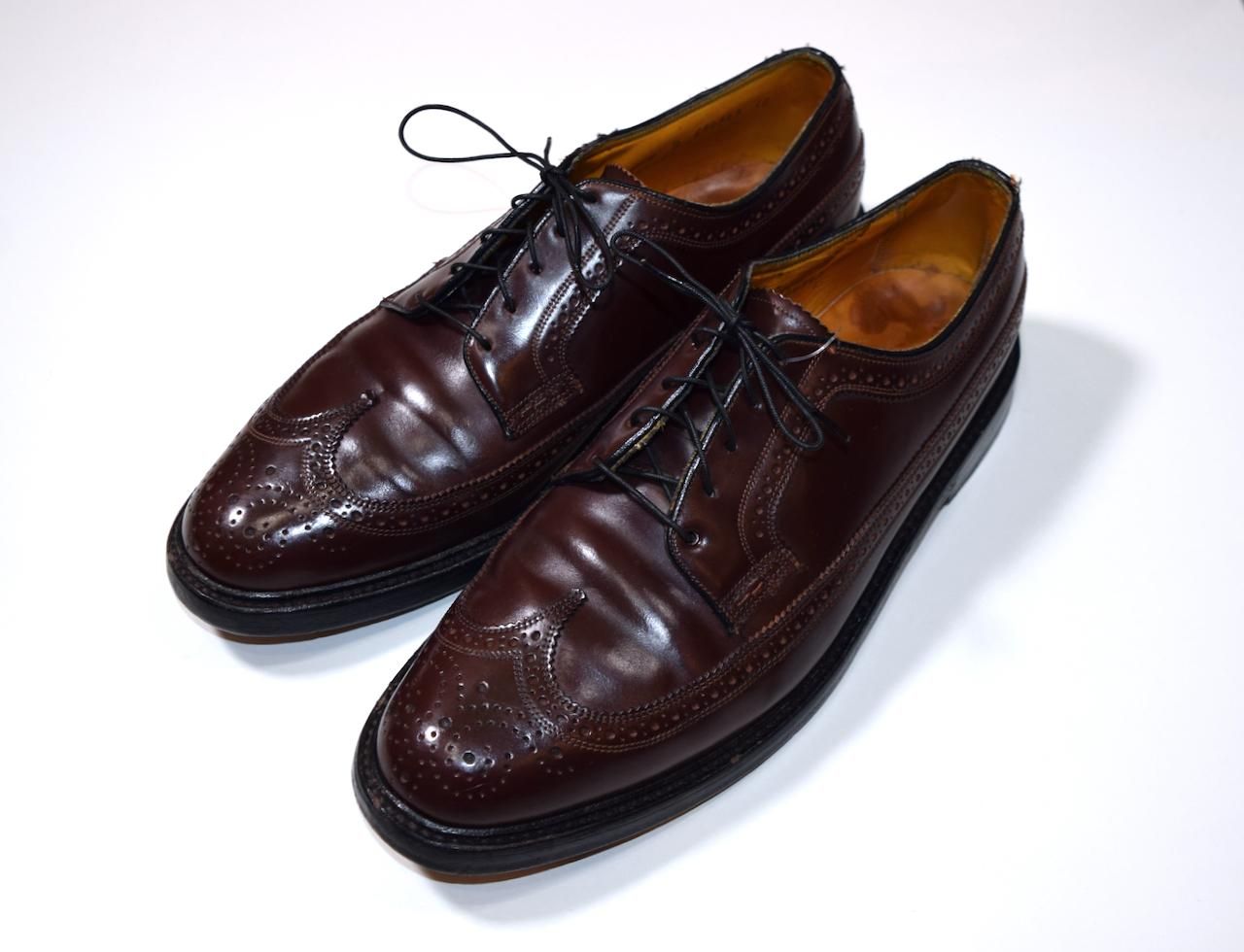 70s FLORSHEIM 'Kenmoor' Longwingtip VINTAGE leather shoes (9D) MADE IN ITALY 1979ǯ1¤