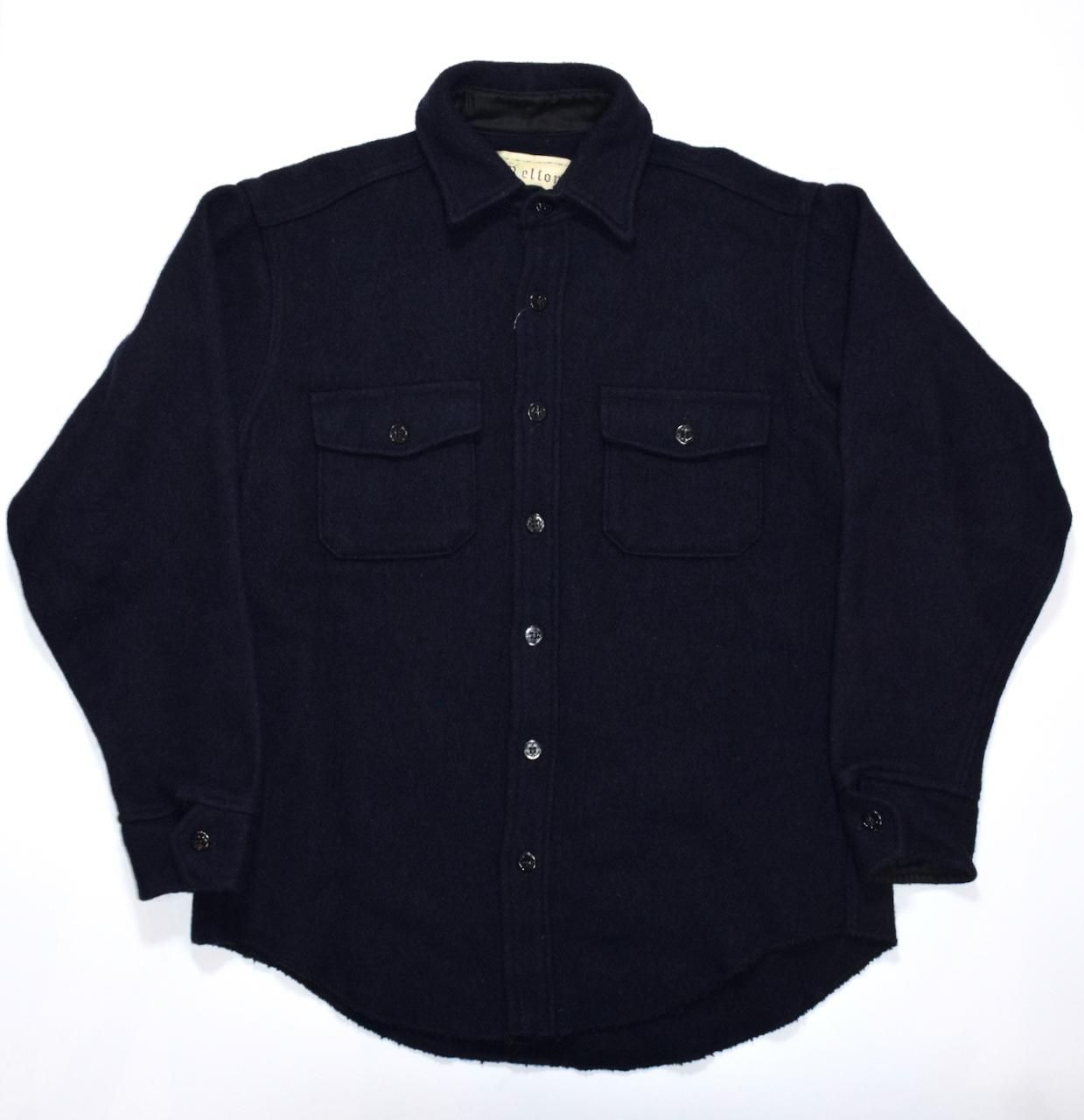 70s melton Vintage CPO Wool Shirts M Navy MADE IN USA ơ륷