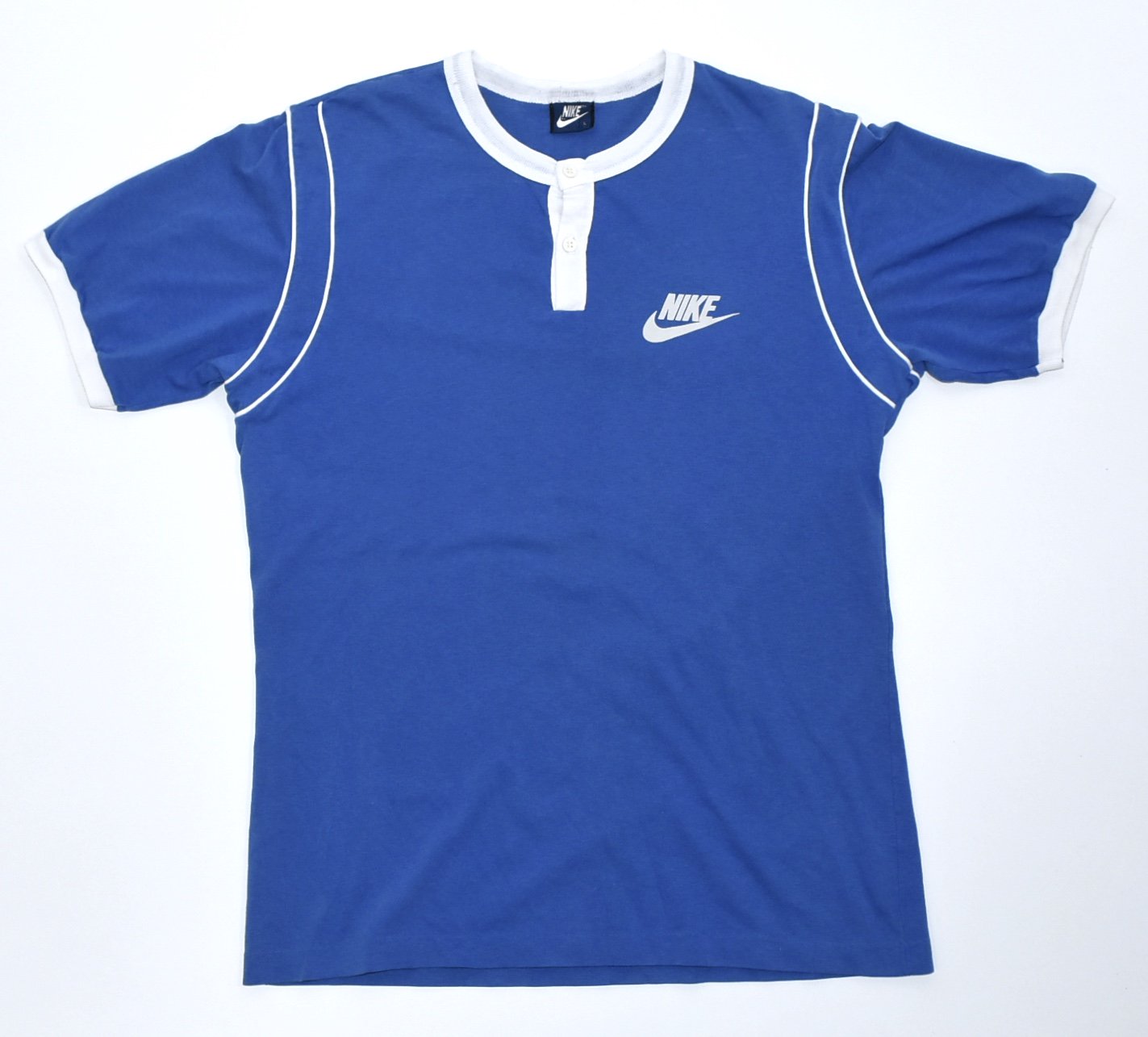 80s NIKE Logo print Tee L Blue 