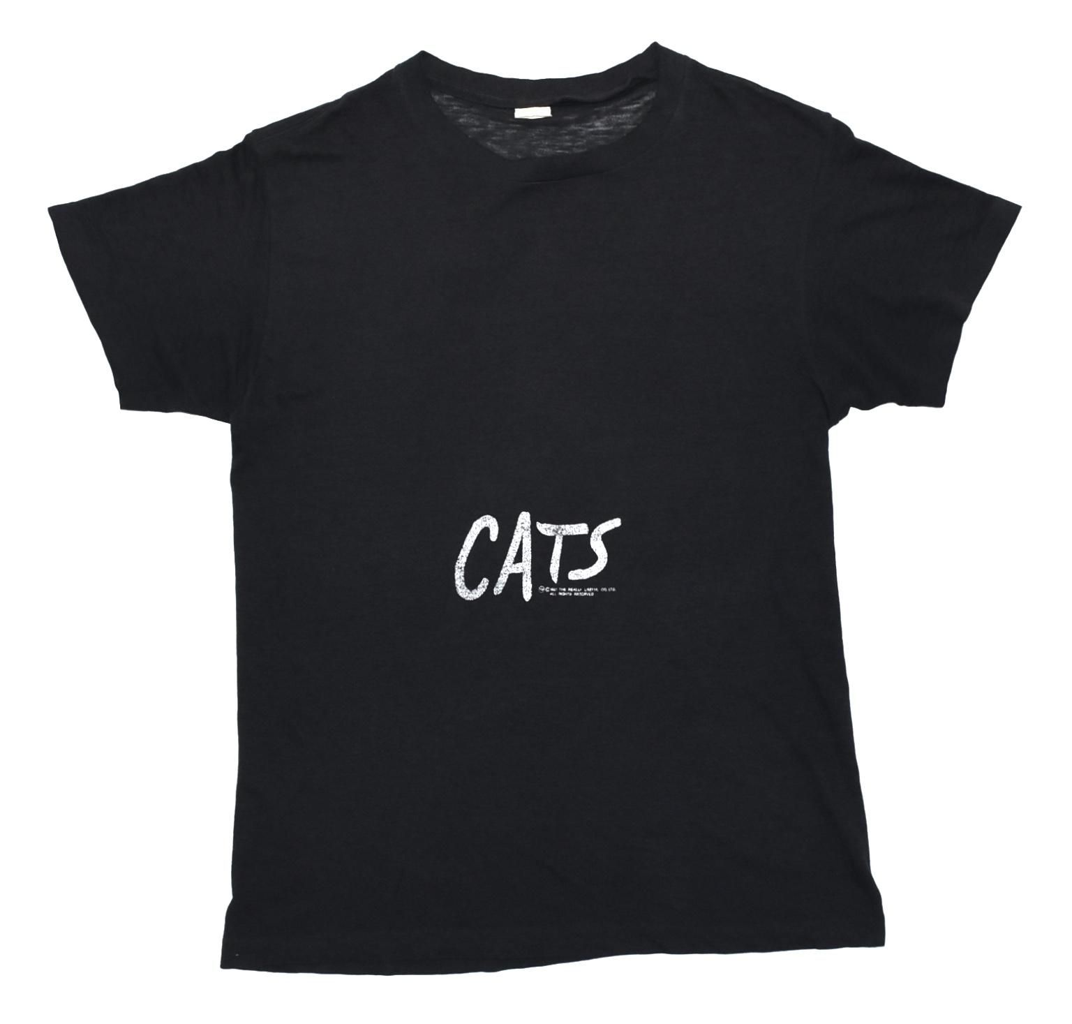 1981 CATS Tee L(M) MADE IN USA Black 80s