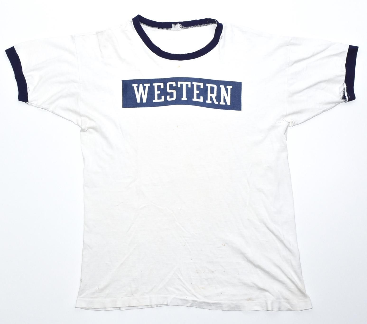 1967-1971 CHAMPION 'WESTERN' Tee XL MADE IN USA WhiteNavy ץĥ ߹ߥץ ᡼