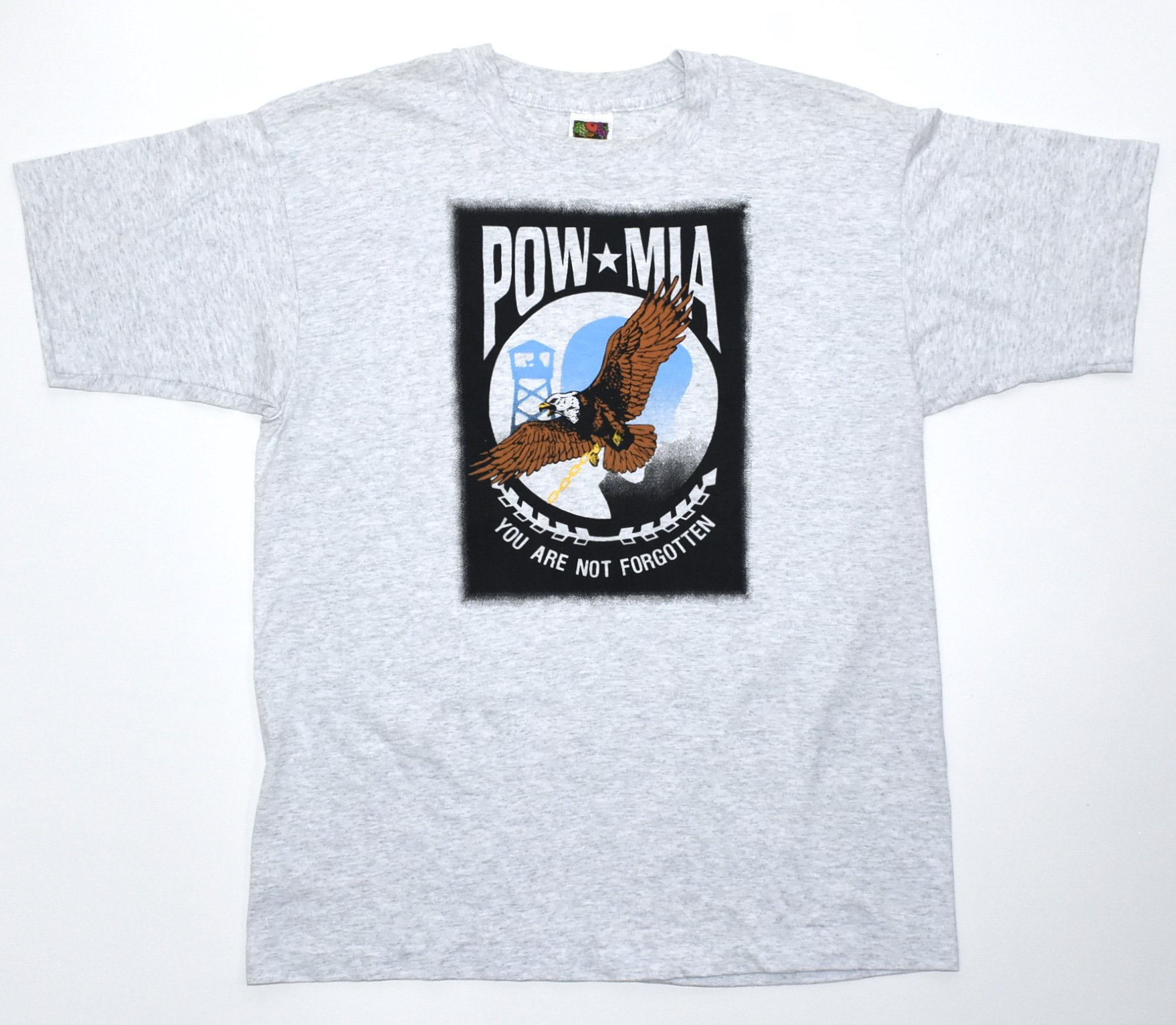 1990s POW-MIA 2-sided print Tee L MADE IN MEXICO Gray