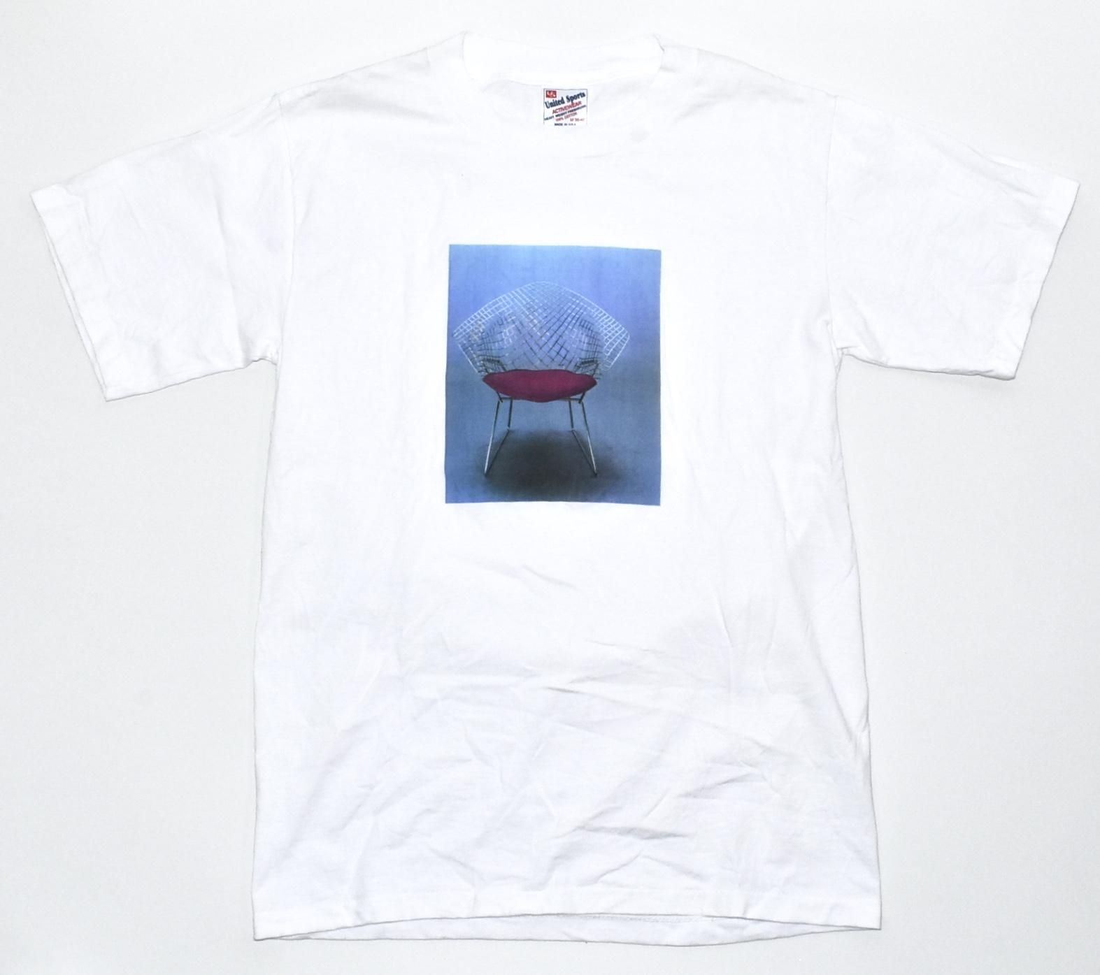 DEAD STOCK(One wash) 90s Knoll,Harry Bertoia,Diamond Chair Tee L MADE IN USA White