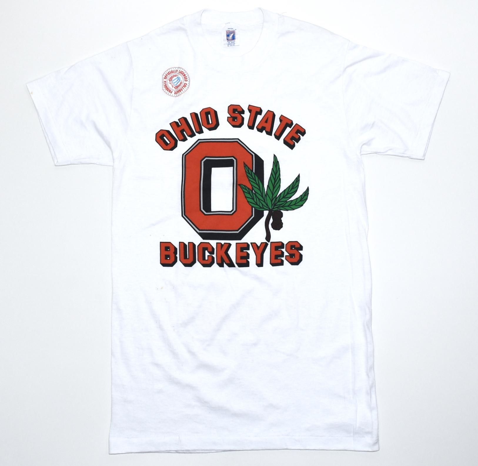 DEAD STOCK 80s OHIO STATE BUCKEYS Tee M MADE IN USA White 