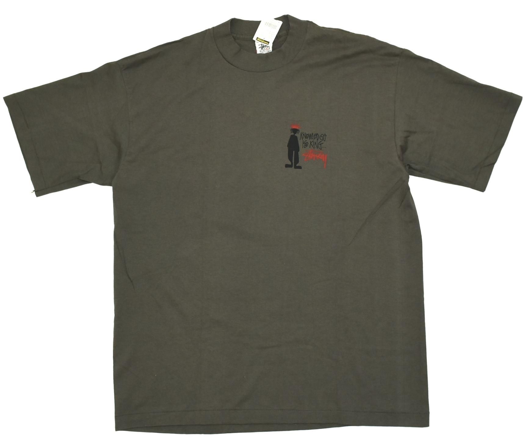 DEAD STOCK 90s STUSSY Shadow man Tee XL MADE IN USA Moss green