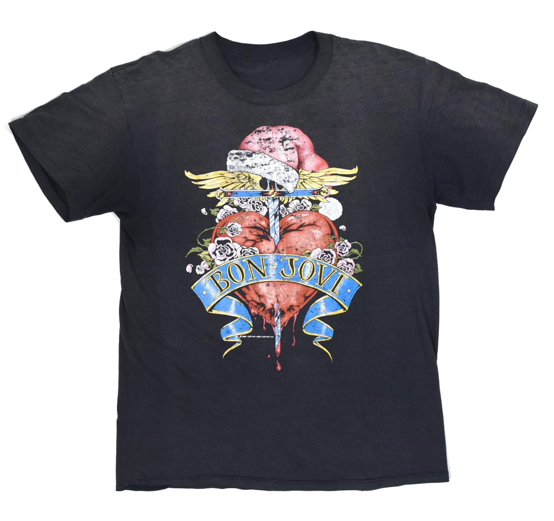 1989 BON JOVI Tour Tee L Black 80s