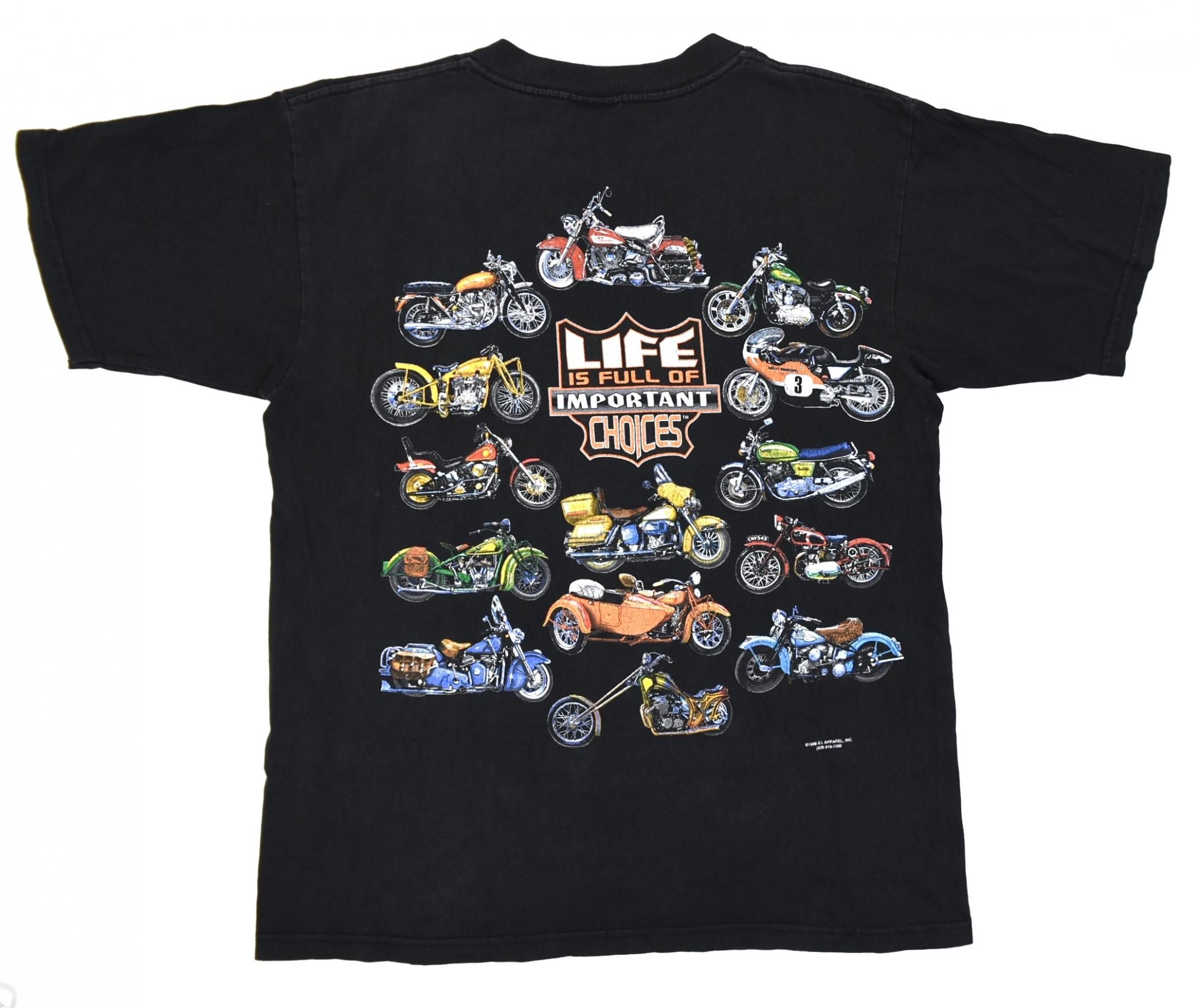 1996 LIFE IS FULL OF IMPORTANT CHOICES Bike Tee LXL Black 