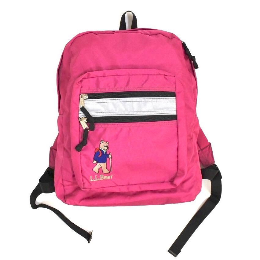 1990s L.L.Bean Book pack Pink with Trekking bear