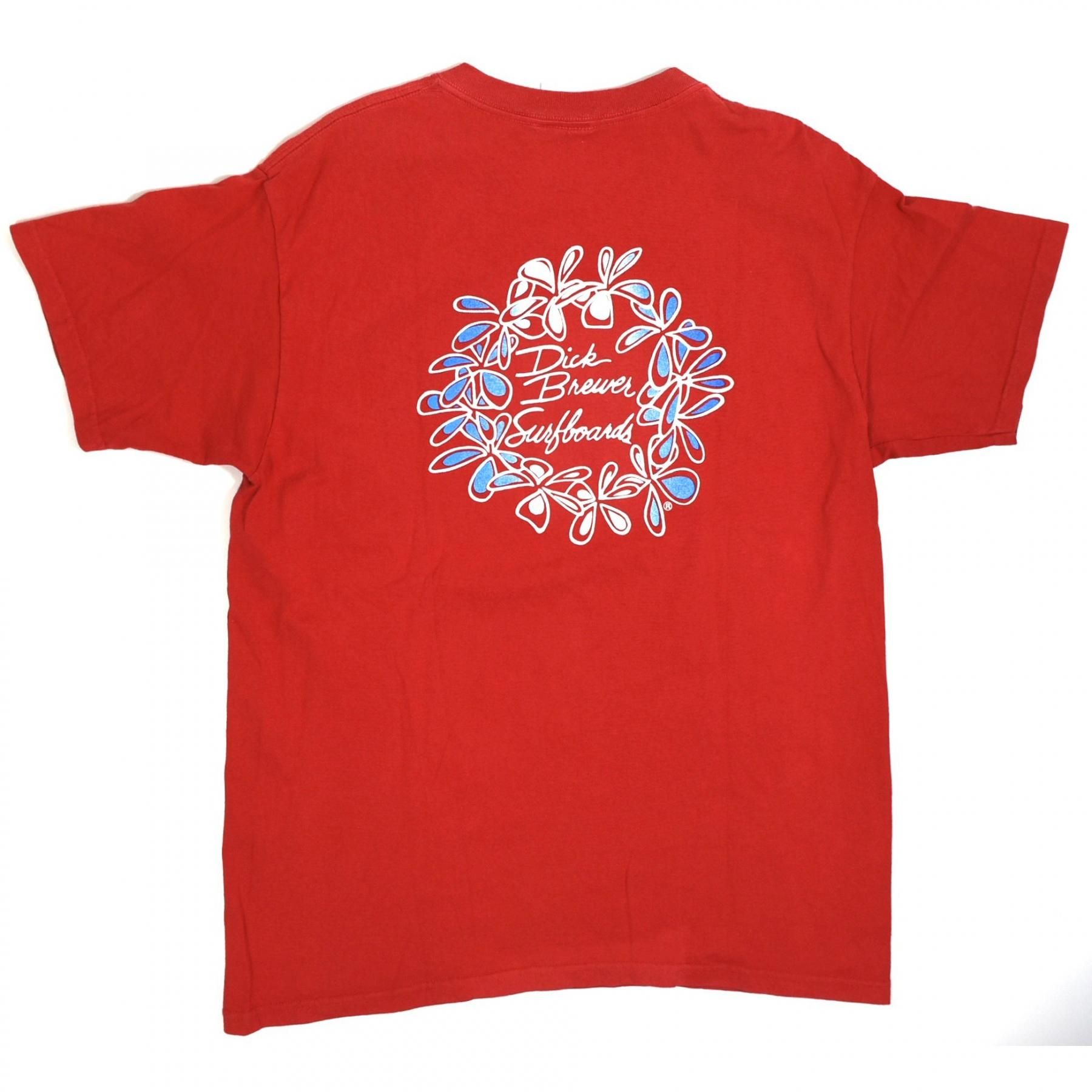 1990s Dick Brewer Surfboards Logo Tee L Red