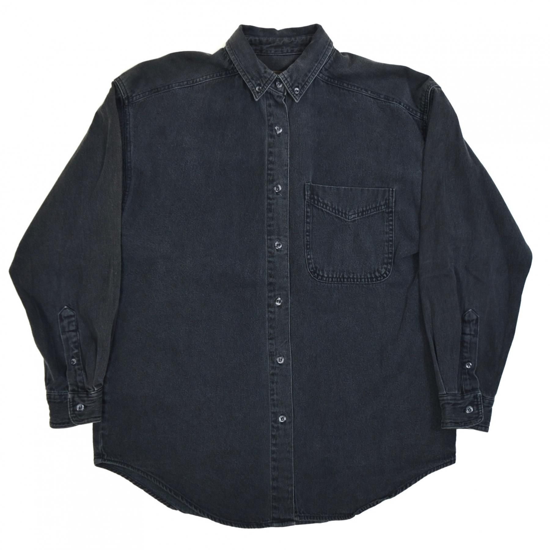 198090s Eddie Bauer Cotton L/S shirts S Black