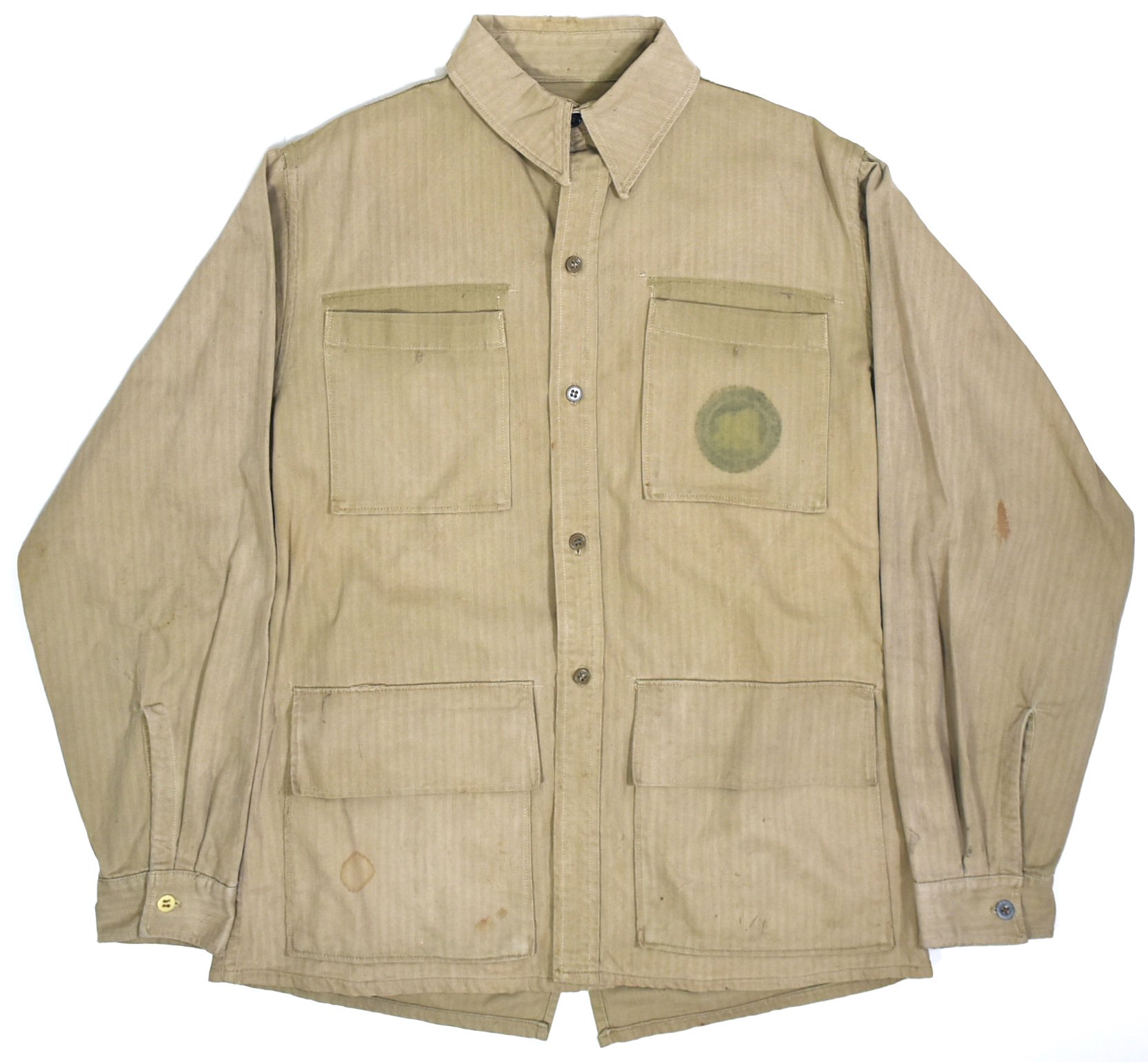 194050s UNKNOWN Herringbone cotton safari jacket L