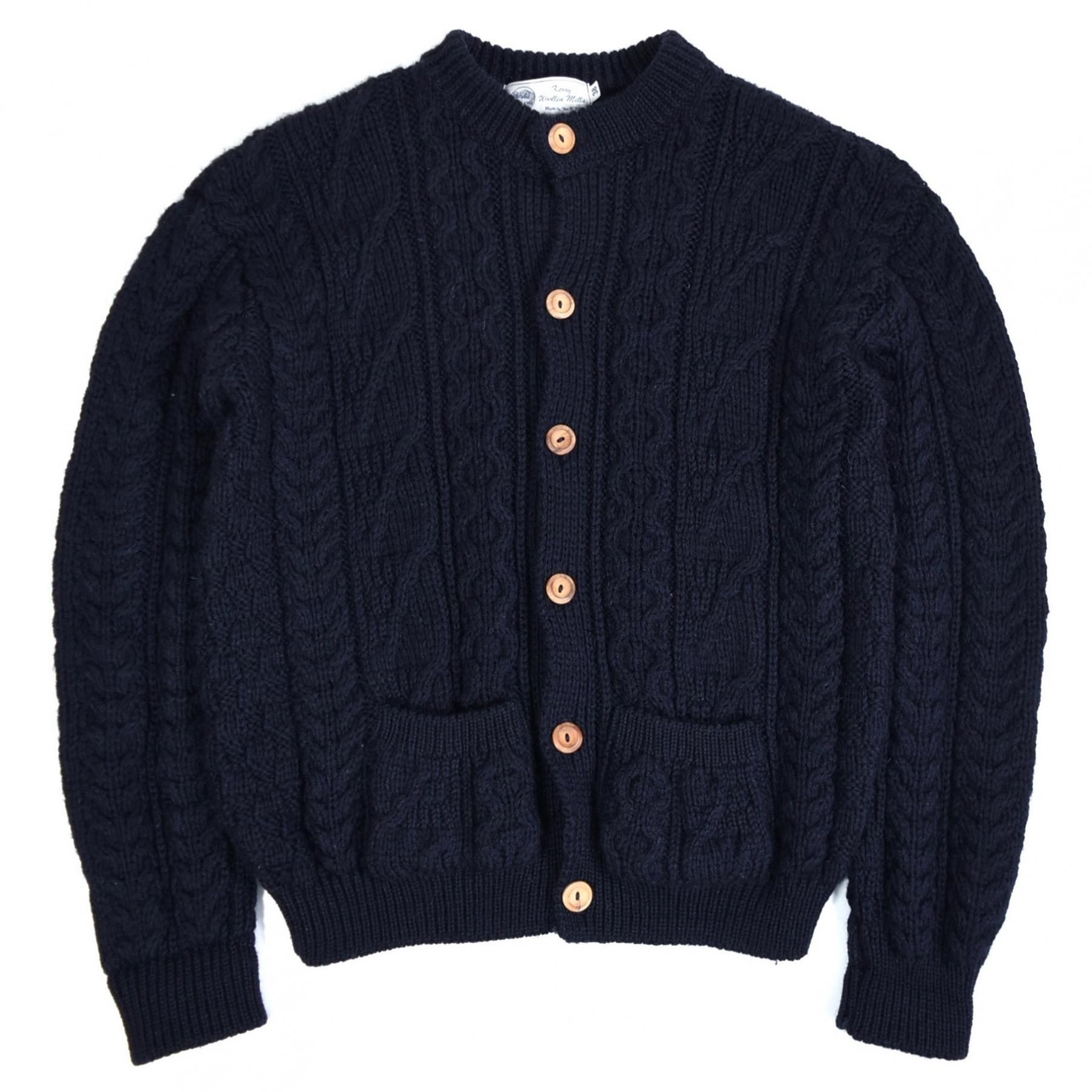 KERRY WOOLLEN MILLS Alan knit cardigan 38 MADE IN UK Navy