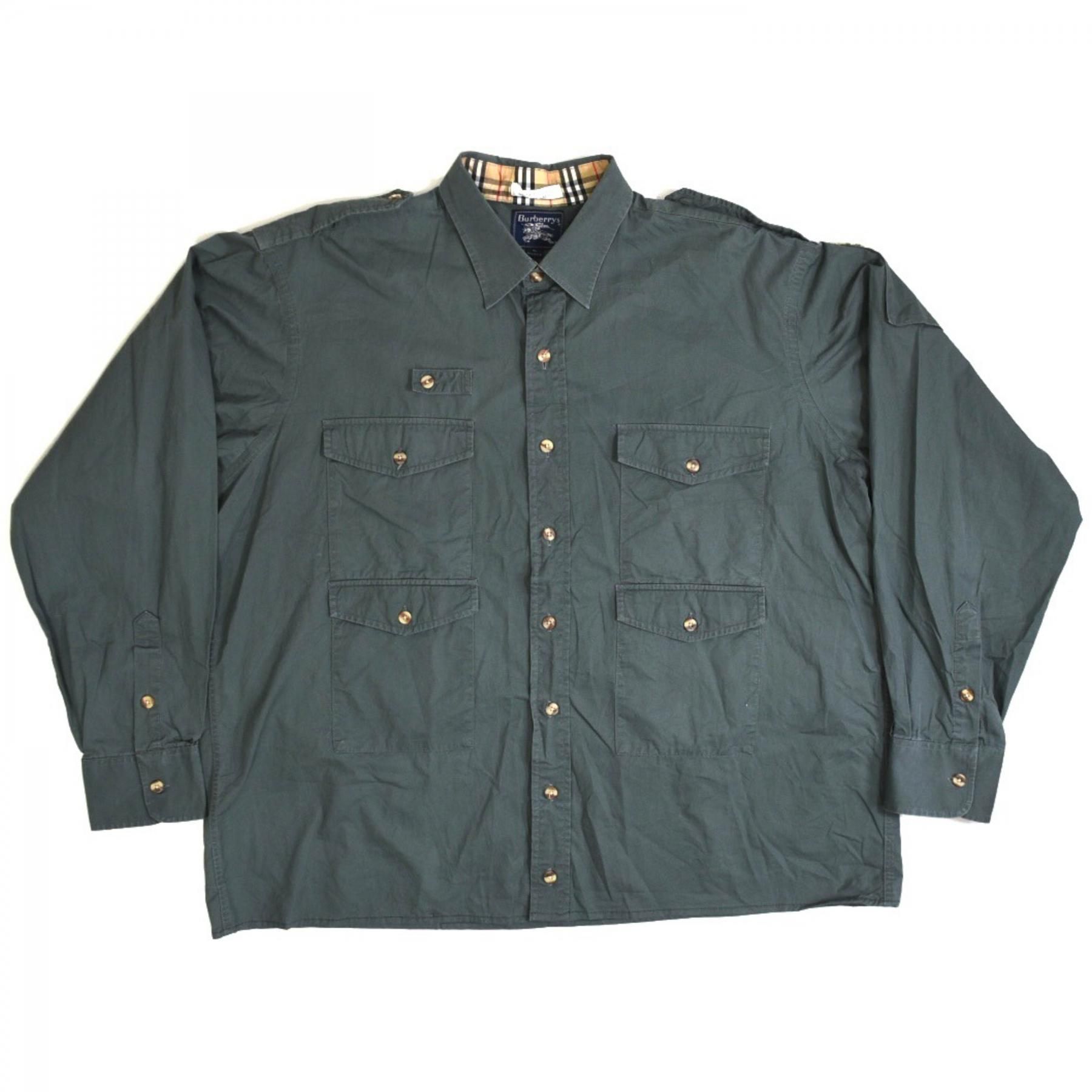 1980s BURBERRY Hunting shirts XL MADE IN USA Olive 