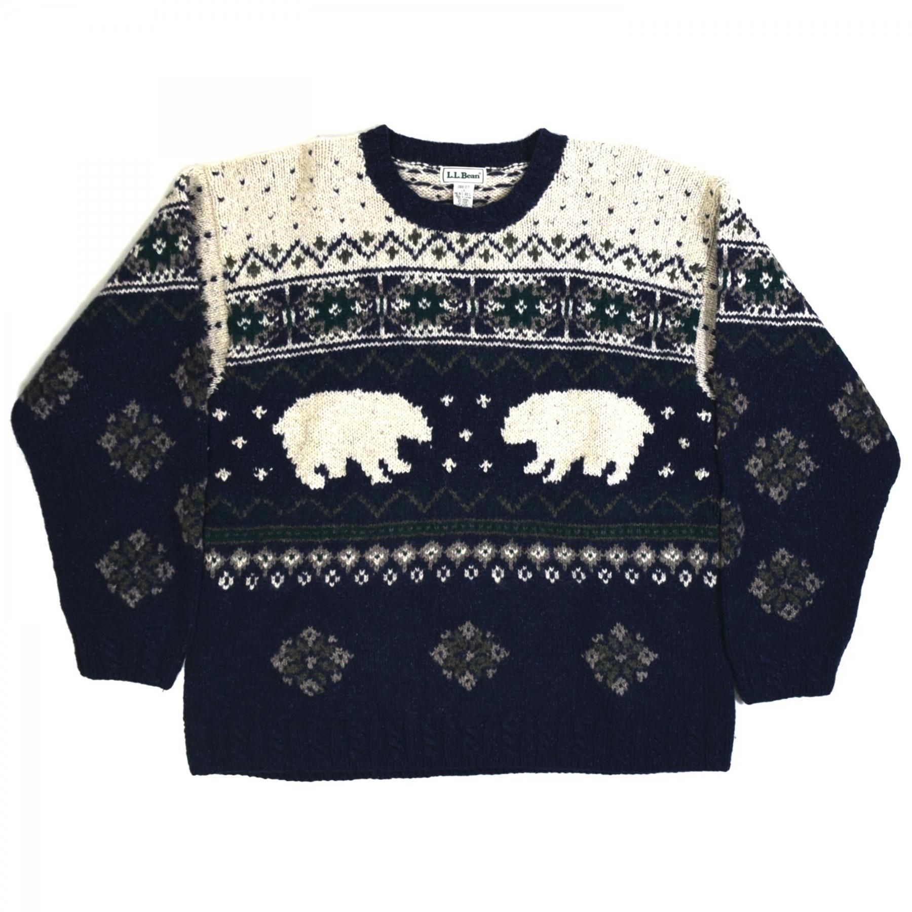 1990s L.L.Bean Polar bear knit sweater L Navy