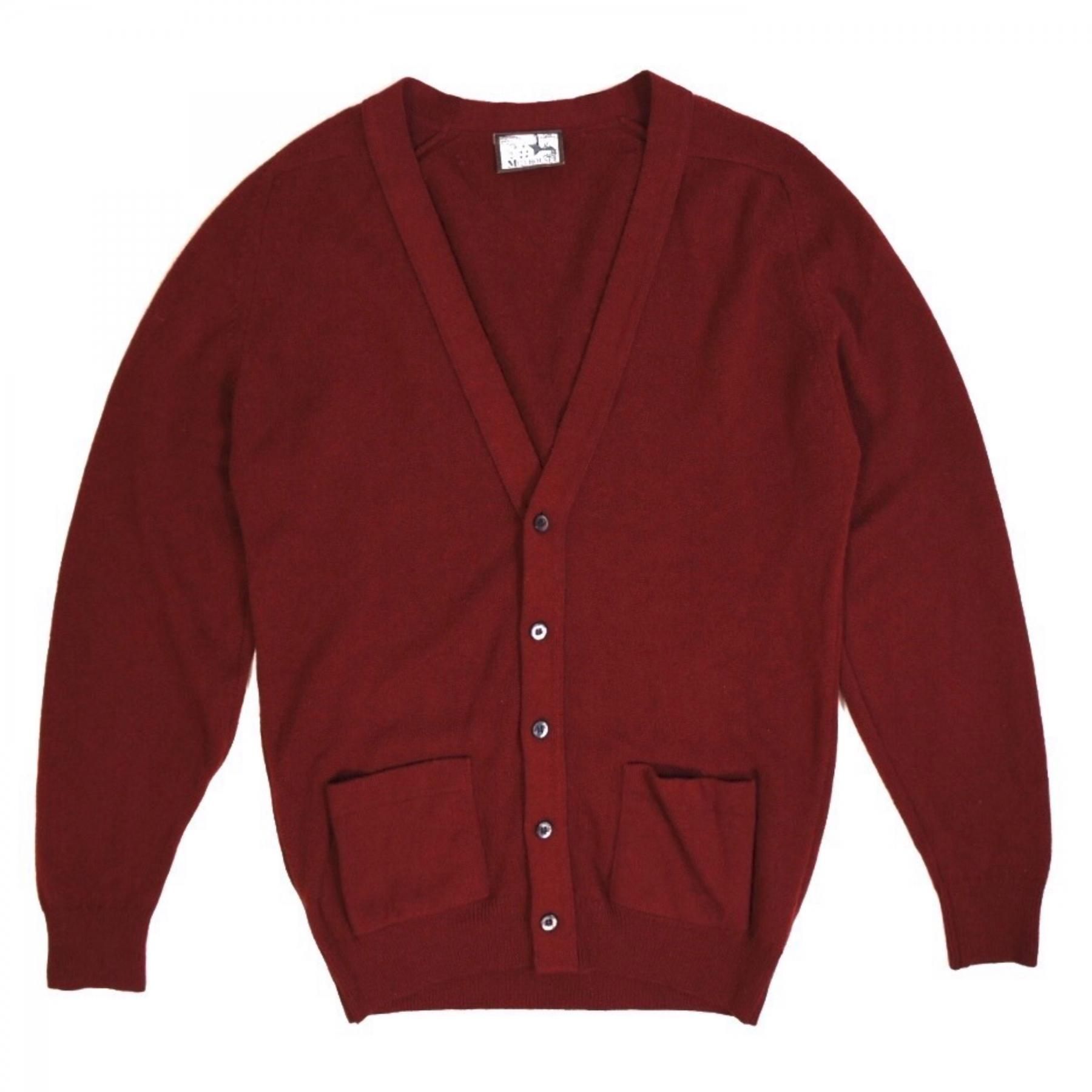 1980-90s MILLHOUSE Wool knit cardigan MADE IN SCOTLAND L-XL Red