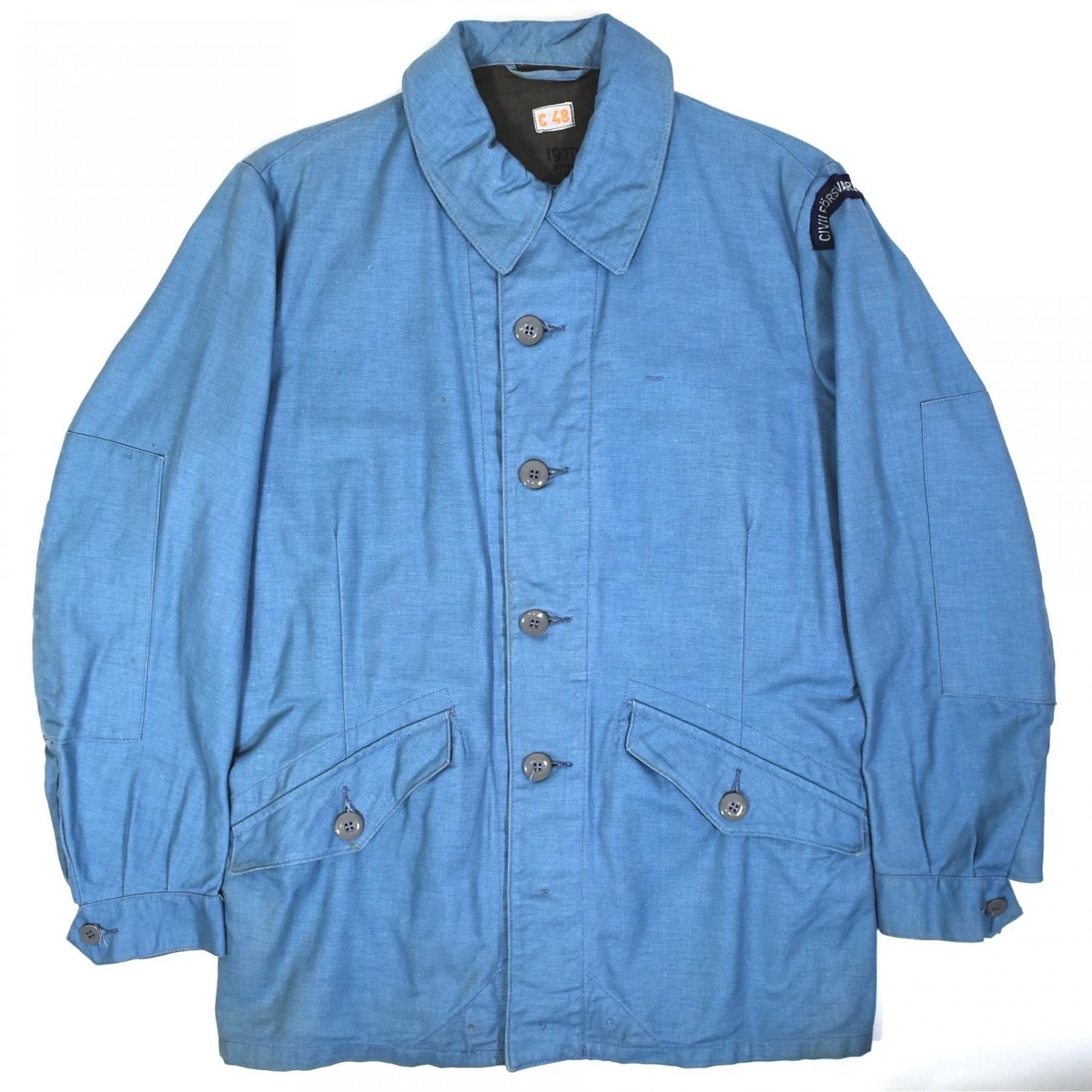 1970s SWEDISH ARMY Cotton coat M-L Light blue