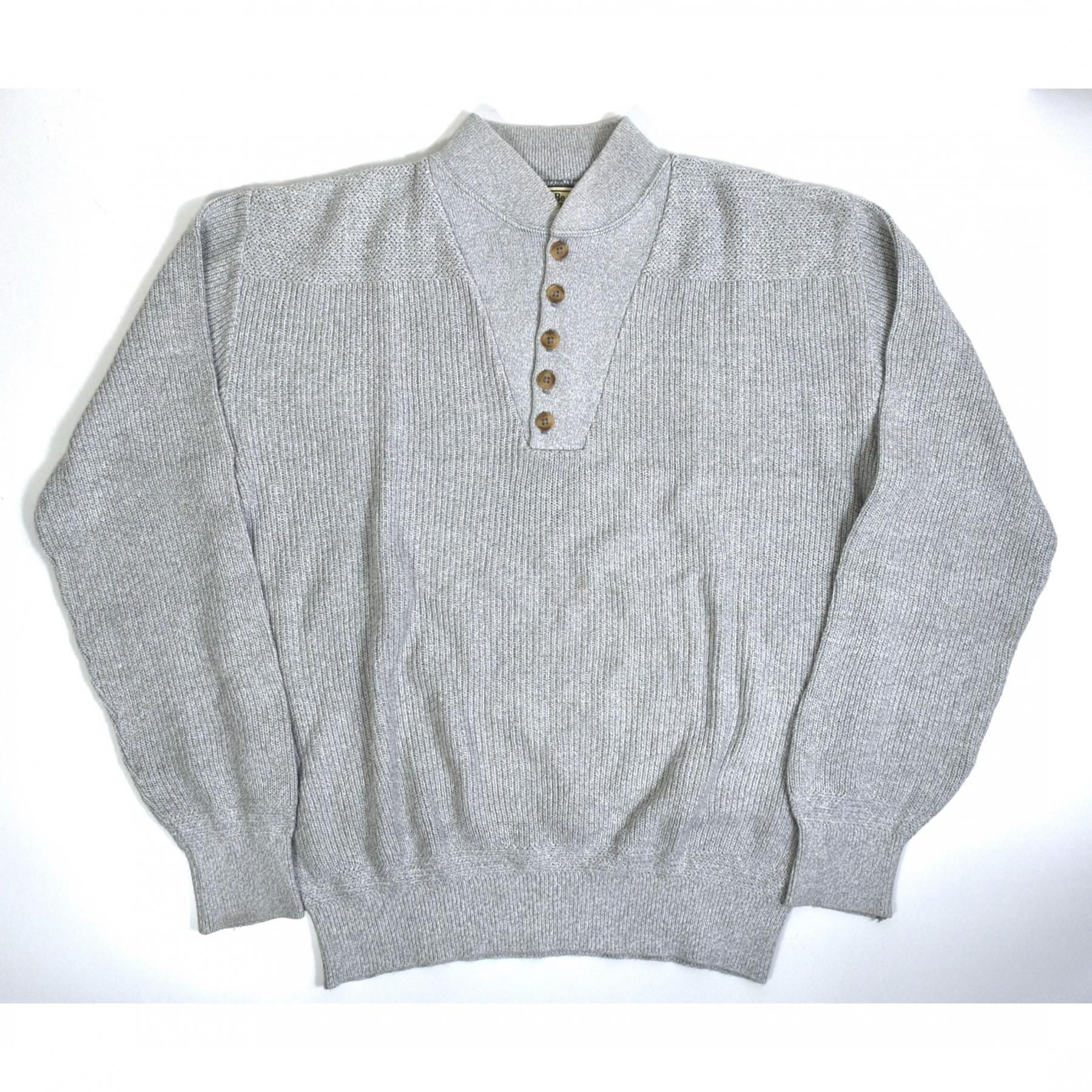 1980s L.L.Bean Cotton knit sweater L MADE IN USA Gray