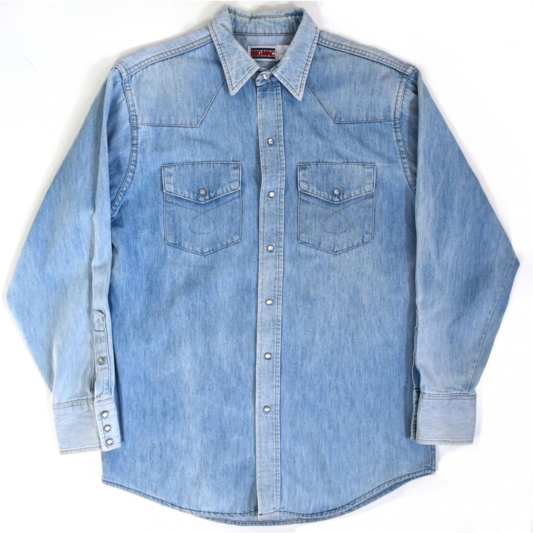 1980s BIGMAC Western denim shirts M(LXL) MADE IN USA 