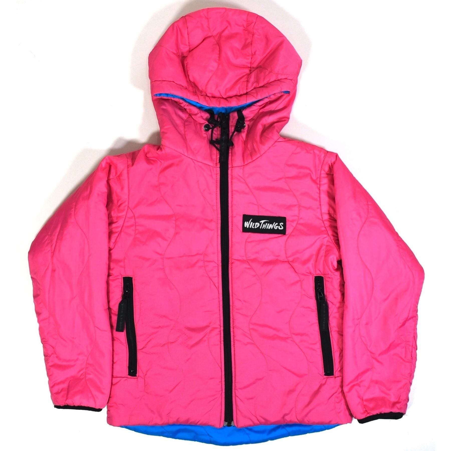 1990s WILDTHINGS Primaloft reversible hoodie jacket XXS MADE IN USA PinkLight blue