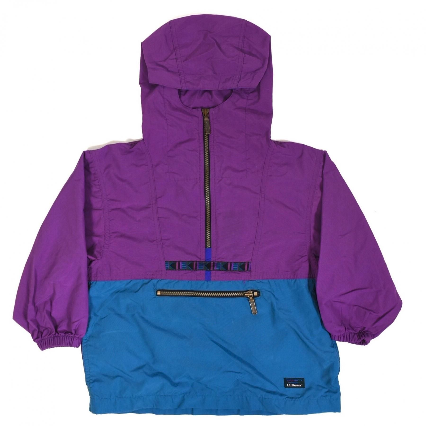 1990s L.L.Bean Nylon anorak Kid's XS MADE IN USA PurpleBlue
