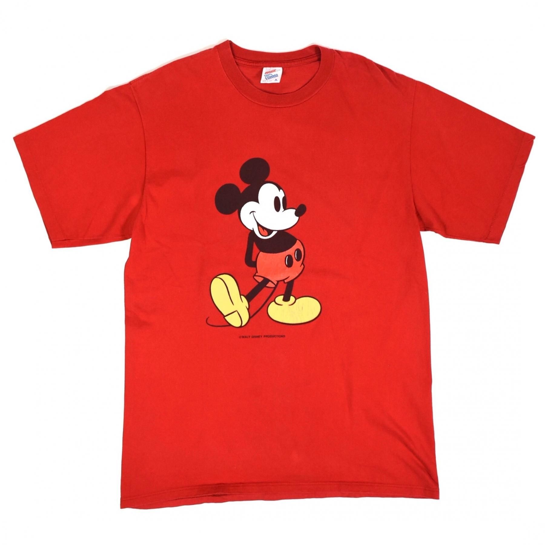 1980s WALT DISNEY PRODUCTION Mickey Tee L MADE IN USA Red