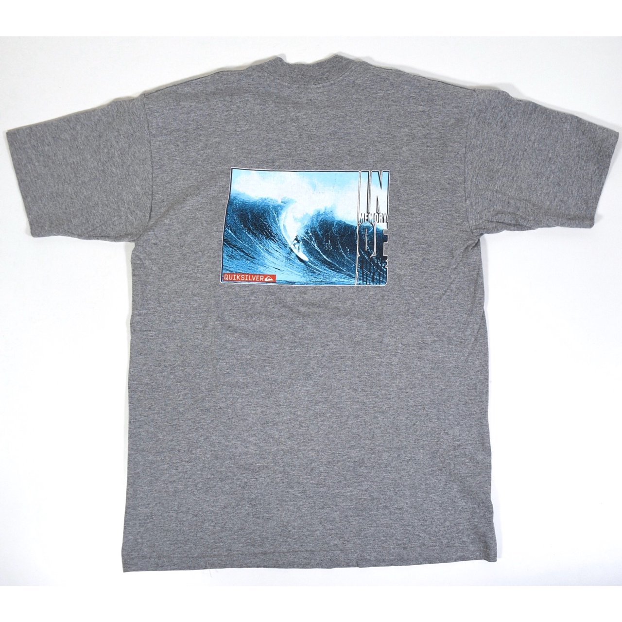 1990s QUIKSILVER Big wave Tee L Gray