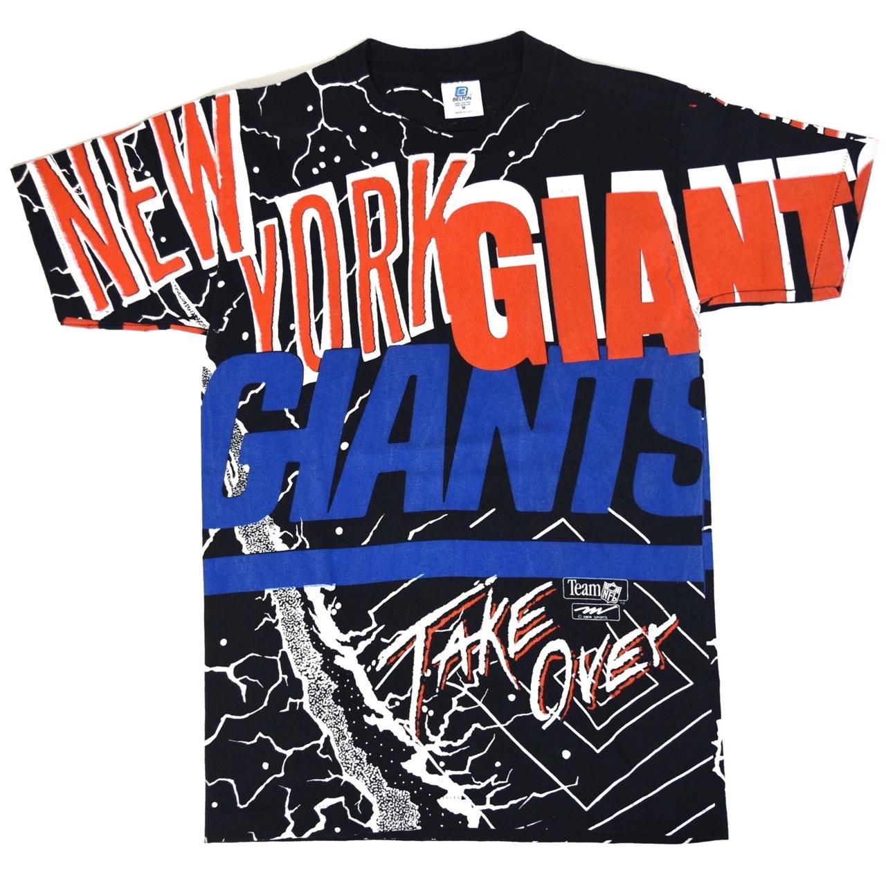1990s NEW YORK GIANTS All over print Tee M MADE IN USA Black