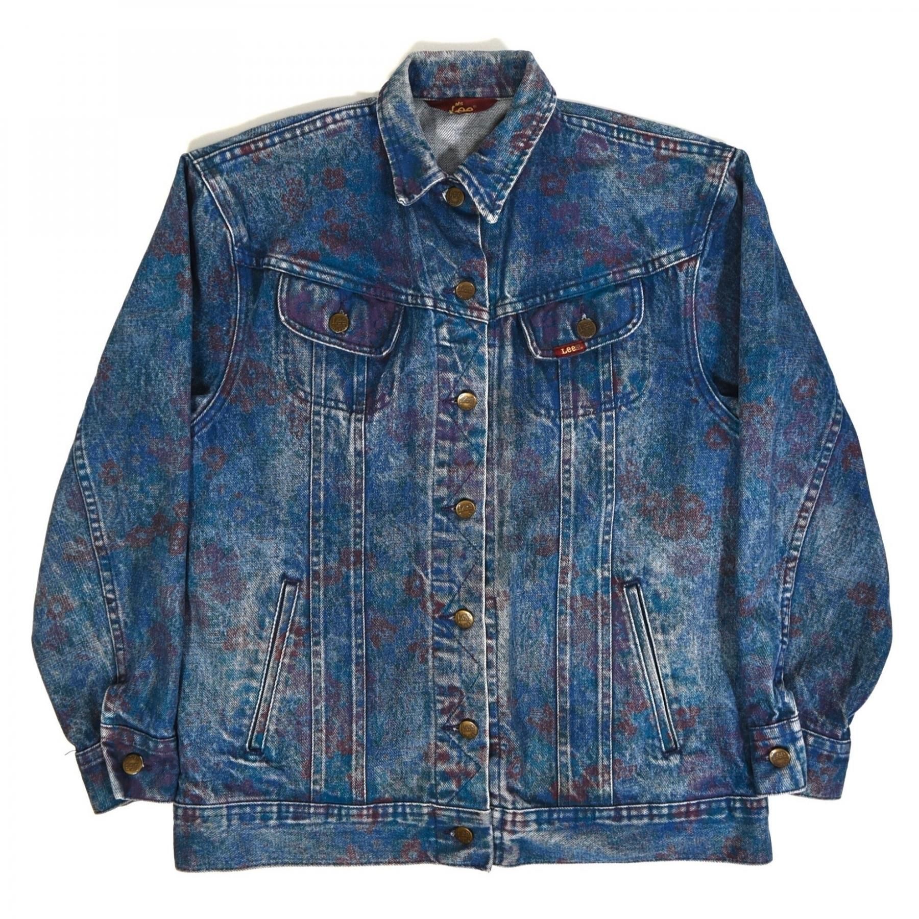 1980s Lee Denim jacket M-L MADE IN USA Flower print